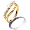 PANDORA Essence Anello placcato in oro 14k con perla coltivata d'acqua dolce trattata bianca e zirconia cubica trasparente, 52