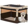 Petsfit Kennel Cane piccolo, Trasportino per Cane design strutturale regolabile, Cuccia per cani pieghevole, con tappetino spesso per interno e esterno,Marrone,S