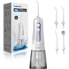 WAFLOO Water Flosser Elettrico Senza Fili con 4 Modalità e 4 Ugelli, Idropulsore Orale IPX7 Impermeabile, Serbatoio da 300ml, per Uso Domestico e da Viaggio - Bianco