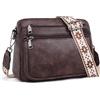 ATERITSSI Borsa a tracolla da donna alla moda, in pelle vegana, borsa a tracolla per fotocamera, borsa a tracolla tripla zip con tracolla larga, Bianco sporco con marrone