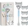 Gillette Venus, Rasoio per Peli e Pelle Della Zona Intima + 5 Confezione di Lamette di Ricambio, Rasoio Parti Intime Donna, Lamette Donna Gillette Venus Ricariche