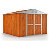 Notek Box in Acciaio Zincato Casetta da Giardino in Lamiera 3.27 x 2.69 m x h2.17 m - 132 KG - 8,80 metri quadri (Finitura Legno)