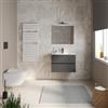 DEGHI Mobile bagno sospeso 70 cm antracite con cassetti e lavabo con specchio - Cuki