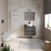 DEGHI Mobile bagno sospeso 70 cm antracite con cassetti e top con specchio - Cuki