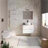 DEGHI Mobile bagno sospeso 70 cm bianco opaco con cassetti e top con specchio - Cuki