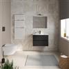 DEGHI Mobile bagno sospeso 70 cm nero opaco con cassetti e lavabo con specchio - Cuki