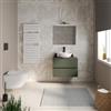 DEGHI Mobile bagno sospeso 70 cm verde cemento con cassetti e top con specchio - Cuki