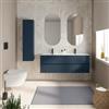 DEGHI Mobile bagno sospeso 140 cm blu esotico con 4 cassetti e lavabo doppia vasca con specchio - Cuki