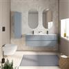 DEGHI Mobile bagno sospeso 140 cm carta da zucchero con 4 cassetti e lavabo doppia vasca con specchio - Cuki