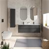 DEGHI Mobile bagno sospeso 140 cm antracite con 4 cassetti e lavabo doppia vasca con specchio - Cuki