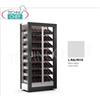TECA per VINI con TELAIO A CORNICE in LEGNO BIANCO OPACO, 3 LATI VETRO, cap.112 bottiglie INCLINATE, Freddo STATICO o VENTILATO, temp.+4 +16C, per VINI BIANCHI o ROSSI, porte su 1 fronte, V.230 1, Kw.0,32, Peso 138 Kg, dim.mm.874x568x1865h
