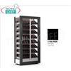 TECA per VINI con TELAIO A CORNICE DUNE in LEGNO colore NERO, 3 LATI VETRO, cap.112 bottiglie INCLINATE, Freddo STATICO o VENTILATO, temp.+4 +16C, per VINI BIANCHI o ROSSI, porte su 1 fronte, V.230 1, Kw.0,32, Peso 138 Kg, dim.mm.874x568x1865h