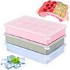 Bailtouk 3 Pezzi Stampo Ghiaccio in Silicone Con Coperchio, Vassoi per Cubetti di Ghiaccio Quadrati, Stampi per Cubetti di Ghiaccio Cubo Formine Vaschette Senza BPA per Cocktail, Whisky, Vino, Puree di Frutta