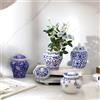 Hushee Set di 4 piccoli vasi in porcellana blu e bianca, decorazione cineserie blu, barattoli di zenzero in porcellana per decorazione domestica, vaso di cineserie, per camera da letto, soggiorno,