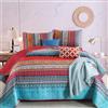 WONGS BEDDING Set copripiumino bohémien per letto queen size, motivo natalizio a righe rosse, 3 pezzi, in microfibra leggera, per tutte le stagioni, per letto matrimoniale (243,8 x 228,6 cm)