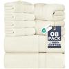 Utopia Towels Set di asciugamani da 8 pezzi: 2 asciugamani da bagno, 2 asciugamani per le mani e 4 asciugamani in cotone di qualità alberghiera, super morbidi e altamente assorbenti (avorio)