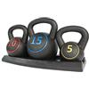 HIONRE Set di pesi Kettlebell con supporto per allenamento incrociato, allenamento MMA, esercizio a casa - 5, 10 e 15lbs (2,2 kg, 4,5 kg e 6,8 kg), nero (KB01S)