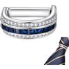 RunootPR Fermacravatta da uomo in oro e argento con cristallo per cravatte regolari con zirconia cubica, fermacravatta da matrimonio d'affari, clip per gioielli regalo con scatola, Argento, 1inches