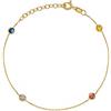 Aka Gioielli® - Bracciale Donna Argento 925 Placcato Oro con Piccole Pietre Colorate, Delicato Braccialetto per Ragazza