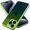 N NEWTOP Cover Moda 02 TPU Compatibile per iPhone 15 Pro, Colorata Sfumata Trasparente Opaca Morbida Flessibile Custodia con Protezione Fotocamera in Vetro Temperato Completa e Cromata (Verde)