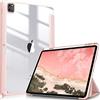FINTIE Custodia per iPad Pro 12.9 (6a Generazione 2022) - [Built-in Pencil Holder] Antiurto Sottile Case Posteriore Trasparente Cover per iPad Pro 12.9 2021/2020/2018, Oro Rosa