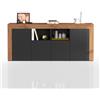 WHOUS Credenza e Buffet CHRONOS per Soggiorno con 4 Ante e 2 Vani, Madia per Salotto, Cucina e Sala da Pranzo in Legno, 200x40x85 cm, Antracite Opaco e Rovere