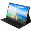 Qukaim Monitor portatile da 13,3 pollici, display tipo C 1080P ad alta definizione con bordo sottile cover in pelle per laptop e telefono cellulare, monitor da viaggio, design leggero
