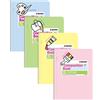 KAISA Taccuino a spirale colorato, a righe larghe 7-1/2 x 9-3/4, 100 fogli con rilegatura a filo, 4 Pads/Pack SC10001W