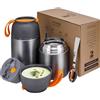VITONIS Thermo per Alimenti 2 Pezzi 500ml & 700ml, Contenitore Termico per Alimenti di Acciaio Inossidabile con Cucchiaio Pieghevole, Isotermico Sottovuoto per Cibi Caldi e Freddi(Grigio)