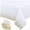 YAAVAAW 2 tovaglie rettangolari usa e getta in plastica bianca e oro rosa 137 x 274 cm per picnic, baby shower, matrimoni, Natale, festa di compleanno