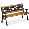 Relaxdays Panchina per Bambini, Esterno, Design a Tema Africa, Legno & Ghisa, Capacità Carico 50 kg,51x83x37 cm,naturale