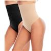 YARRCO Perizoma Modellante Pancia Piatta Donna Guaina Contenitiva Modellante Vita Alta Mutande Contenitive Intimo Slip Pancera Contenitiva Shapewear Dimagrante Thong Invisibile Tanga (2 Pezzi Nero, Bianco,S)