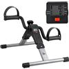 Uten Mini cyclette pieghevole a pedale, portatile, per esercizi di gambe e braccia, regolabile, con display elettronico (argento)