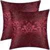CaliTime - Confezione da 2 federe per cuscini per divano, per la decorazione della casa, stile vintage damascato floreale brillante e contrasto opaco 40,5 x 40,5 cm, bordeaux