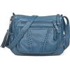VOLGANIK ROCK - Borsa a tracolla da donna con nappa, in morbida pelle ecologica in poliuretano, Blu lago, Medium