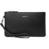 DORIS&JACKY Piccola pochette da polso in pelle da donna, sottile, con cinturino staccabile, nero, Middle, Pelle bovina nera
