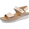 Fly Flot Sandali Donna in Microfibra con Fodera Traspirante, Strappo e Cinturino Regolabile, Sottopiede in Pelle Estraibile, Ciabatta, Beige, 40 EU
