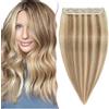 SEGO Extension Clip Capelli Veri Fascia Unica Folta Balayage Hair Extensions Donna Ciocca Larga 22cm 3/4 Full Head 50cm/95g #12P613 Marrone Oro mix Biondo Chiarissimo