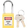 Cerlyiont Kit di lucchetto di sicurezza Tagou di blocco, lucchetto a blocchi di loto con 2 chiavi per etichette di avviso di blocco per manutenzione industriale, attrezzatura elettrica e (Giallo)
