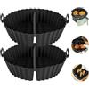 YYTECH 20 cm, stampo rotondo in silicone, 2 pezzi, accessorio per airfryer riutilizzabile, colore nero, friggitrice ad aria calda, con divisori per microonde, forno, friggitrici