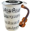 EYMPEU Tazza da Caffè con Nota Musicale con Coperchio, Tazza Colazione con Manico di Violino 450ML