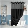 River Dream Tenda da doccia con fodera in PEVA con chiusura a scatto, qualità da hotel, con riquadro superiore trasparente, lavabile in lavatrice e impermeabile, trama grezza, colore nero, 180 x 188 cm