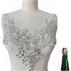wtbv.n Applique in pizzo con strass fatti a mano, perline da cucire a mano, toppe per scollatura per abiti e accessori (bianco)
