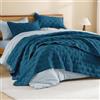 Litanika Set di biancheria da letto per letto king size, con copripiumino estivo e copriletto, colore turchese, per tutte le stagioni, 3 pezzi (1 trapunta, 2 federe)