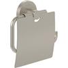 Villeroy & Boch Elements - Porta carta igienica con coperchio, per montaggio a parete, porta rotolo in zinco, porta carta igienica rotondo, in nichel spazzolato opaco