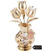 Matashi 24K Gold Plated Beautifully Crafted Tulips with Butterfly in A Vase Table Top Ornament Made with Genuine Crystals by