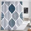 Jawo Tenda da doccia blu e grigia per bagno, azzurro, bianco, grigio scuro, blu navy, bohémien, chic, motivo geometrico, set di tende da doccia in tessuto, accessori decorativi moderni per il bagno con