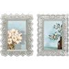 GIFTY GIFTY Set di 2 mini cornici in pizzo da 2 x 3 pollici | per esposizione da tavolo | perfetto per decorazioni domestiche, matrimoni, lauree o foto pietra miliare (argento)