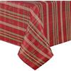 Threadmade Elrene Home Fashions Shimmering Plaid Holiday Fabric Tablecloth, 60 x 144, Red