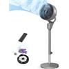 Dreo Ventilatore a Piantana Silenzioso 25dB, Oscillazione Orizzontale Automatica 80°, 3 Velocità, Portata fino a 24m, Potente con Telecomando, Inclinazione Verticale Manuale 90°, Timer 6 Ore